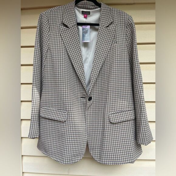 Vince Camuto checked single button closure blazer, NWT, mock pockets, XXL - Picture 6 of 13